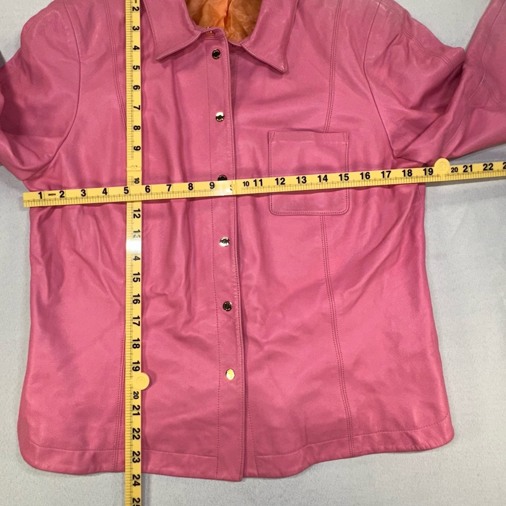 Worth Bubblegum Pink Leather Blazer Jacket Size 14 Butter Soft Quiet Luxury 90s - Picture 16 of 16
